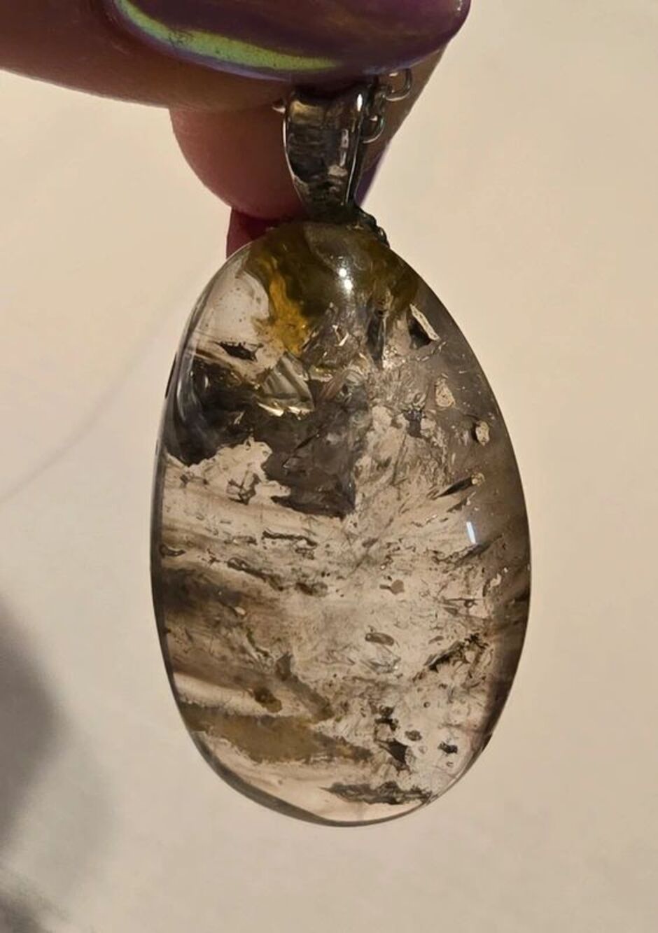 Rare Arsenopyrite Garden Quartz Necklace, 21” Stainless Steel Chain Unisex